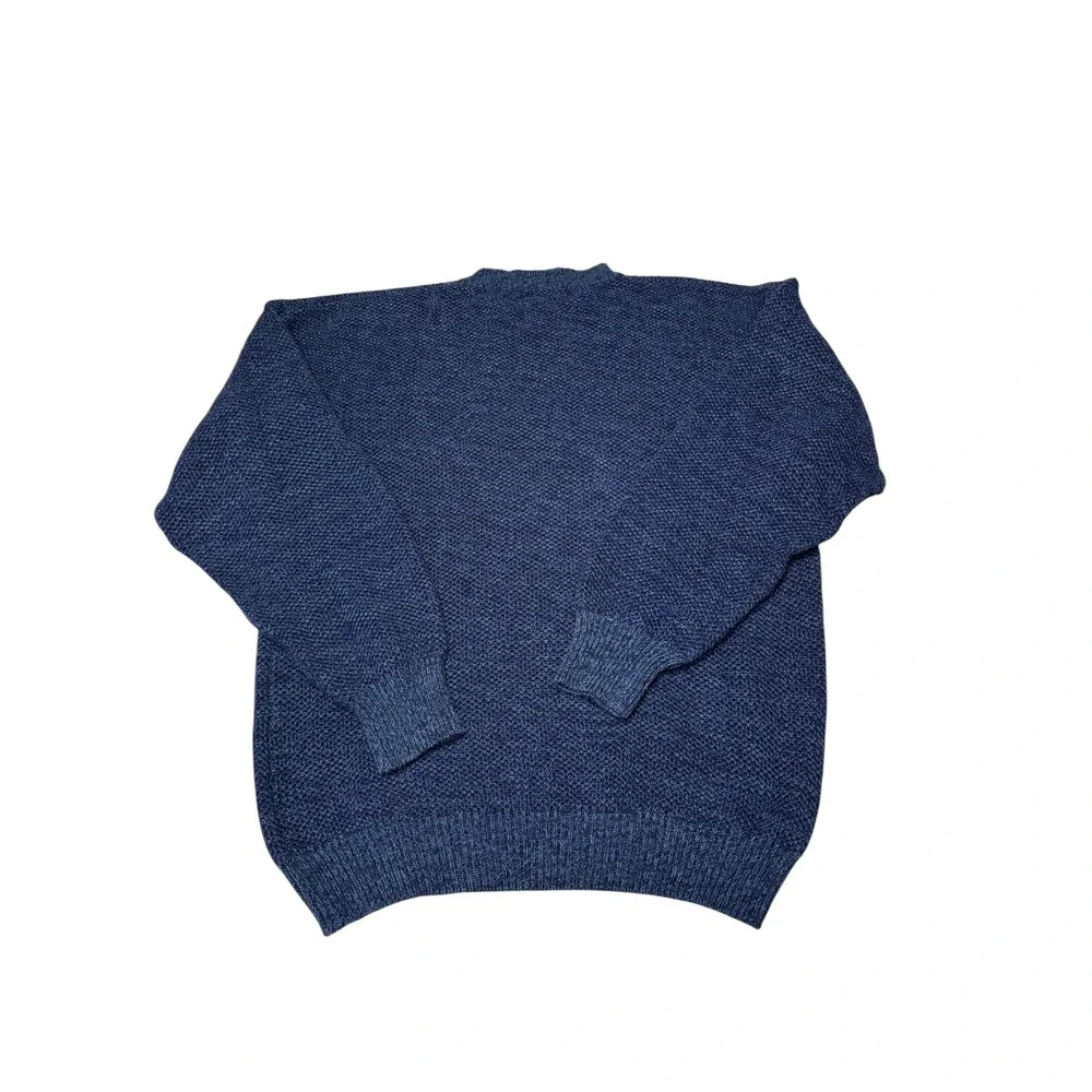 Vintage Eddie Bauer Mens Blue Cotton Heavy Knit Crewneck Sweater‎ Large Indigo
